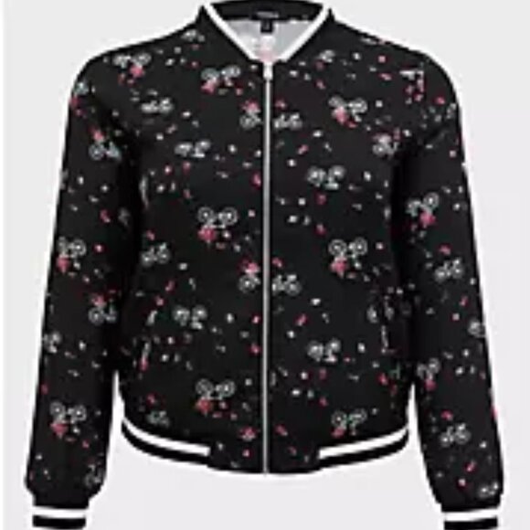 🆕🚲 BLACK CREPE FLORAL & BIKE BOMBER JACKET 🚲 - Picture 2 of 6